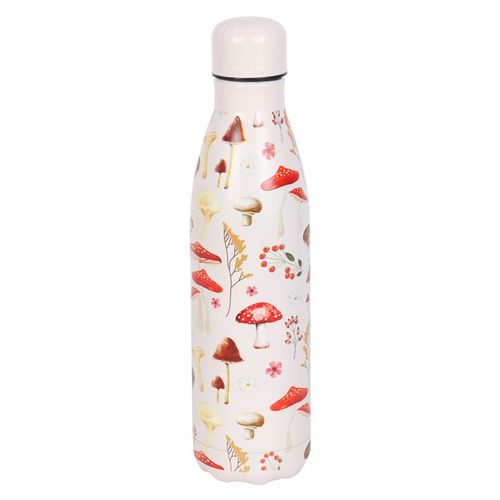 All Over Mushroom Print Metal Water Bottle