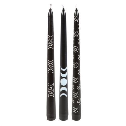 Set of 3 Black Magic Mystical Taper Candles